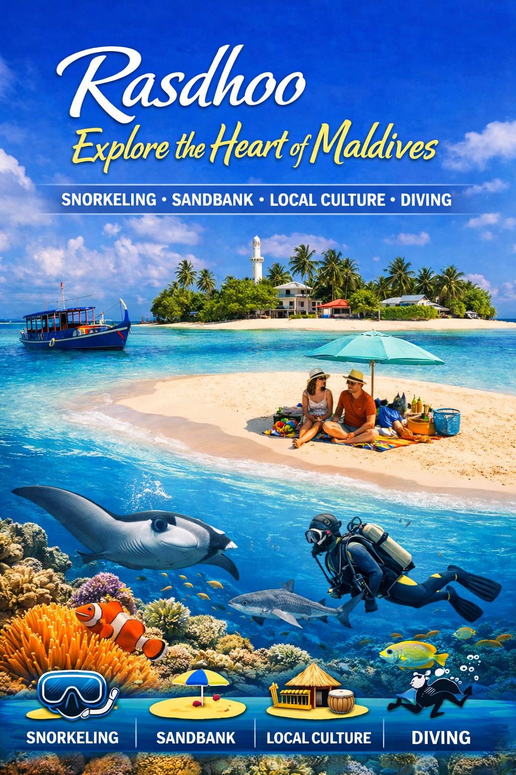 Explore the Heart of Maldives – 5 Nights / 6 Days Rasdhoo Island Getaway